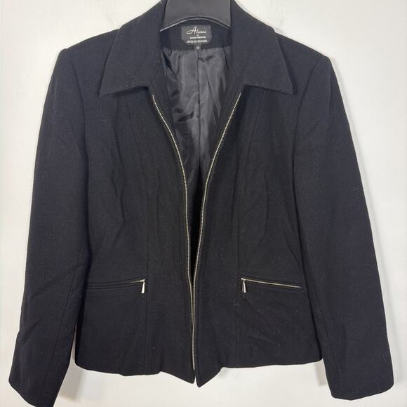 Alanni by Donnybrook 100% Wool Full Zip Jacket 12 Black Ukraine Dress Pea Coat - Picture 6 of 7